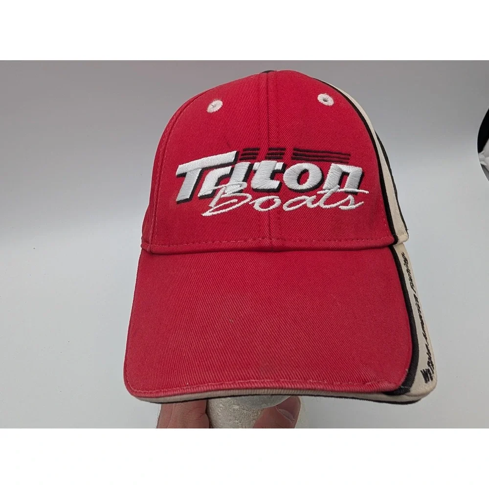 Triton Boats Fishing Hat Red Trucker Cap Mesh Back Adj We Take America Fishing